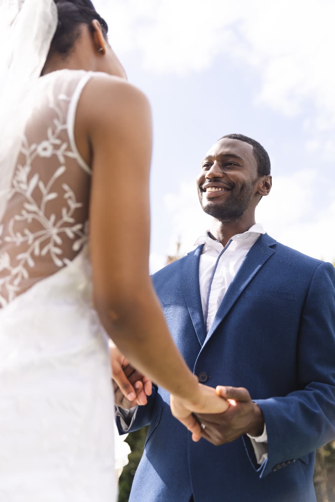 Wedding couple sharing a memorable moment